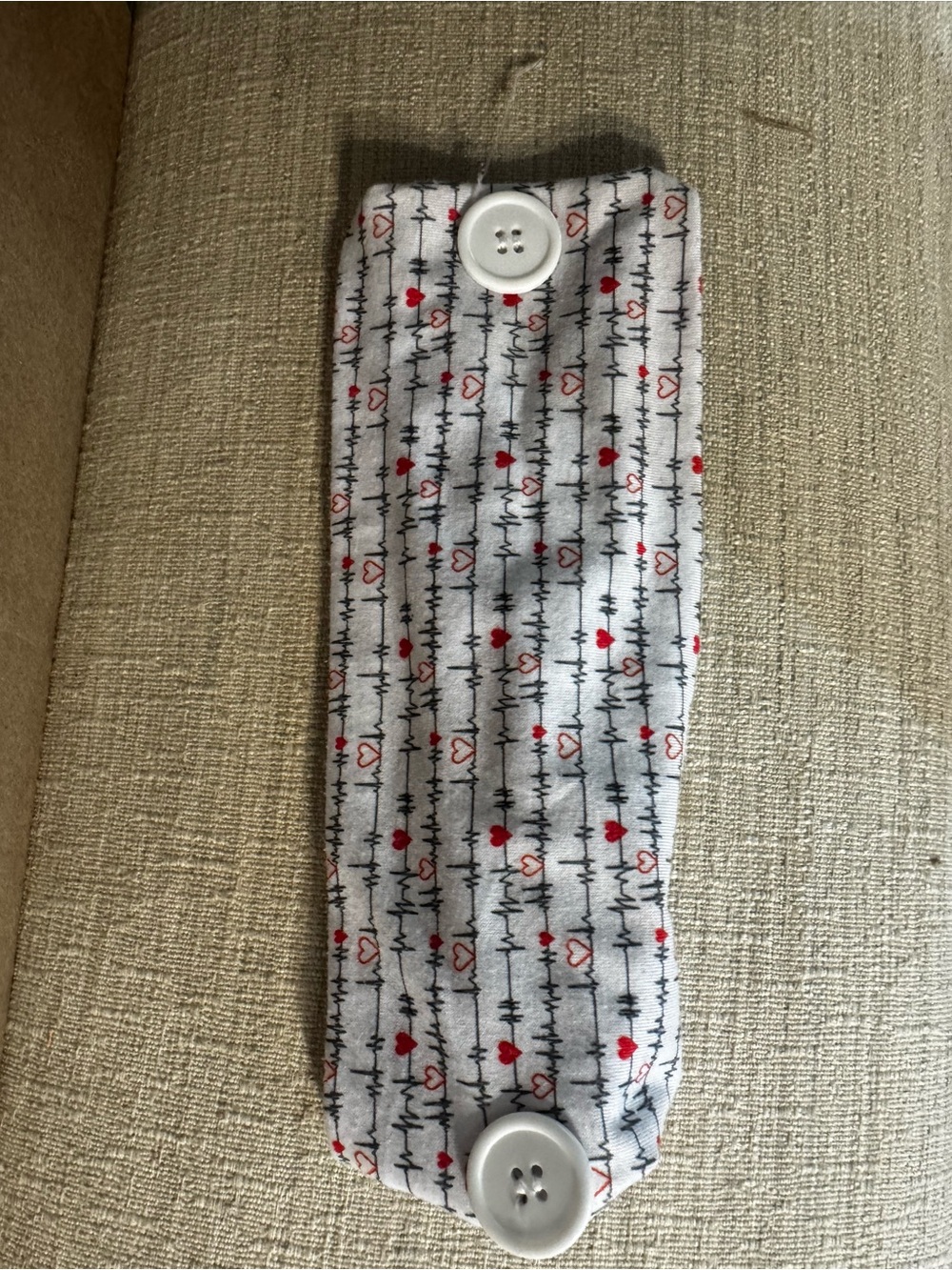 Nurse Print Button Headband in Black with Pink Buttons - Picture 6 of 6
